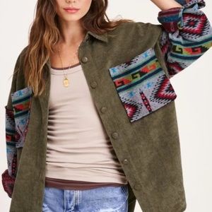 Aztec corduroy shacket - oversized
